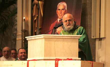 Fr Apostoli preaches at a Mass marking the end of preliminary research into the life of Archbishop Sheen (CNS)