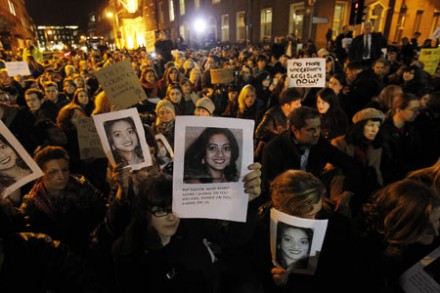 Protesters in Dublin mistakenly blame Ireland's abortion laws for the death of Savita Halappanavar (Photo: PA)